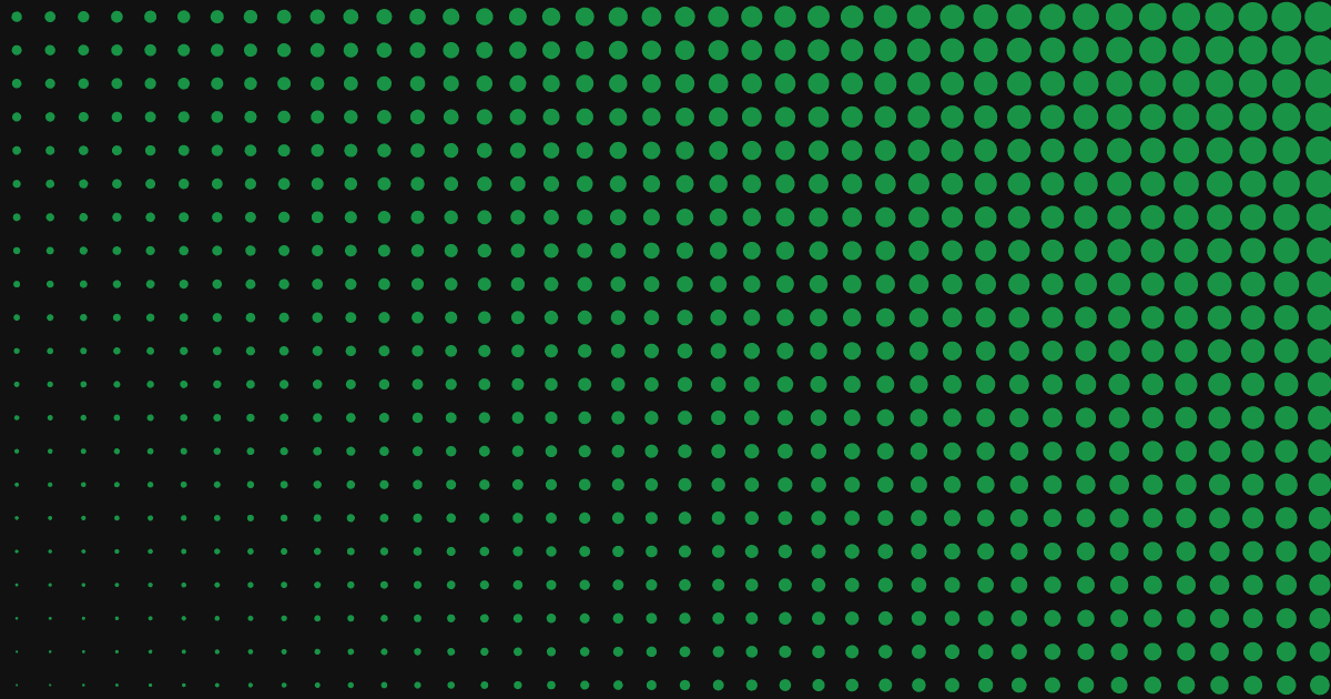 Abstract cover, black background with a halftone gradient of growing dots