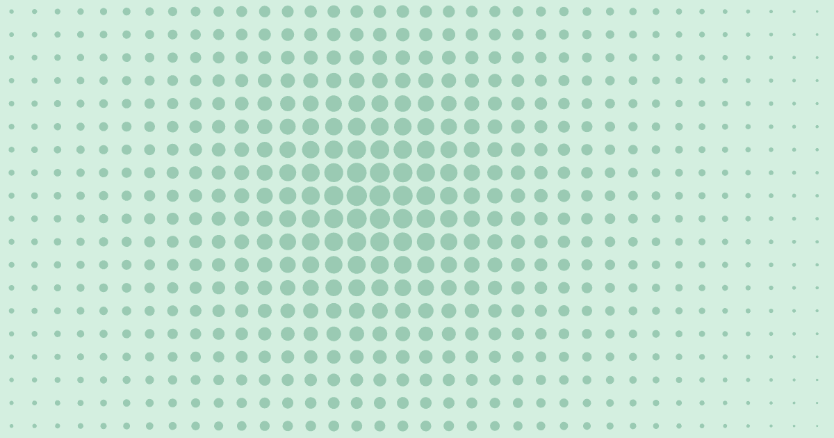 Abstract cover, mint background with a radial fade of dots growing toward the centre