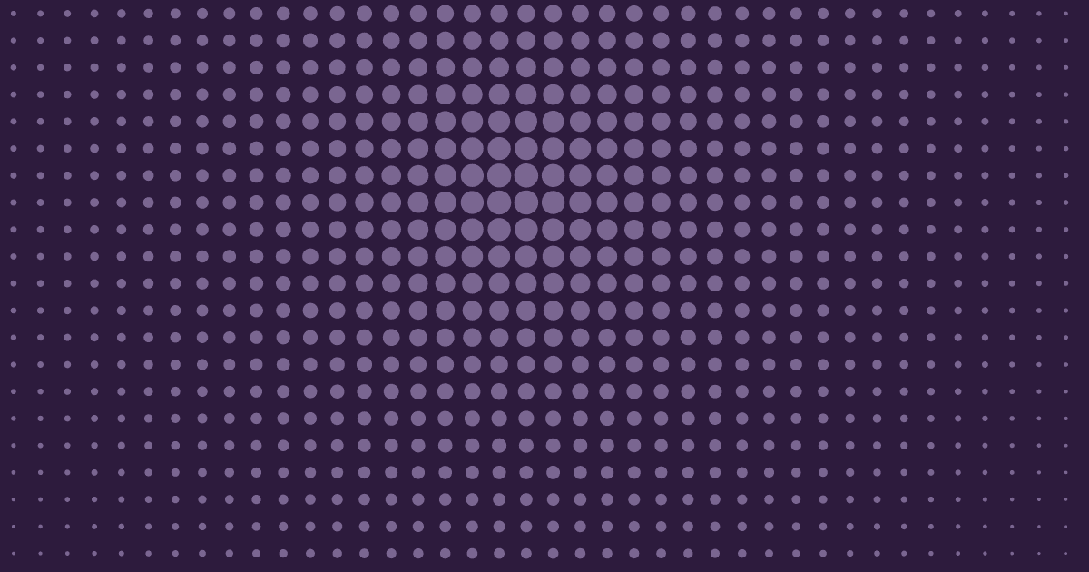 Abstract cover, aubergine background with a radial fade of dots growing toward the centre